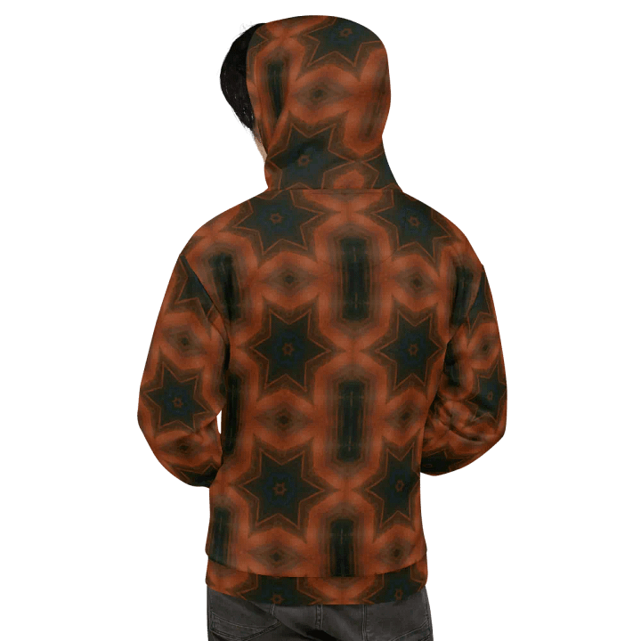 Abstract Dark Burgundy Star Repeating Unisex All Over Print Hoodie product image (2)