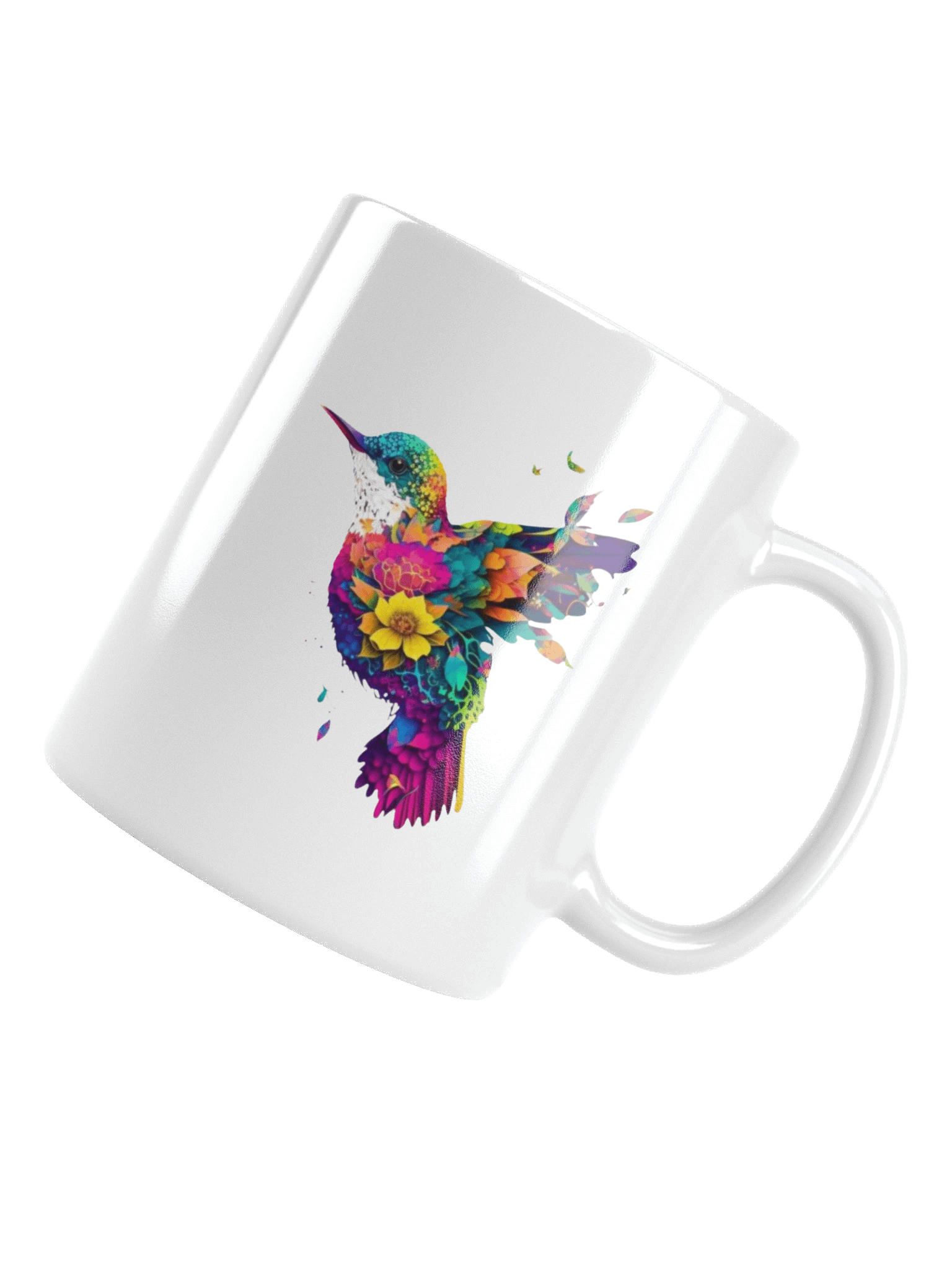 Floral Hummingbird White Glossy Mug product image (5)