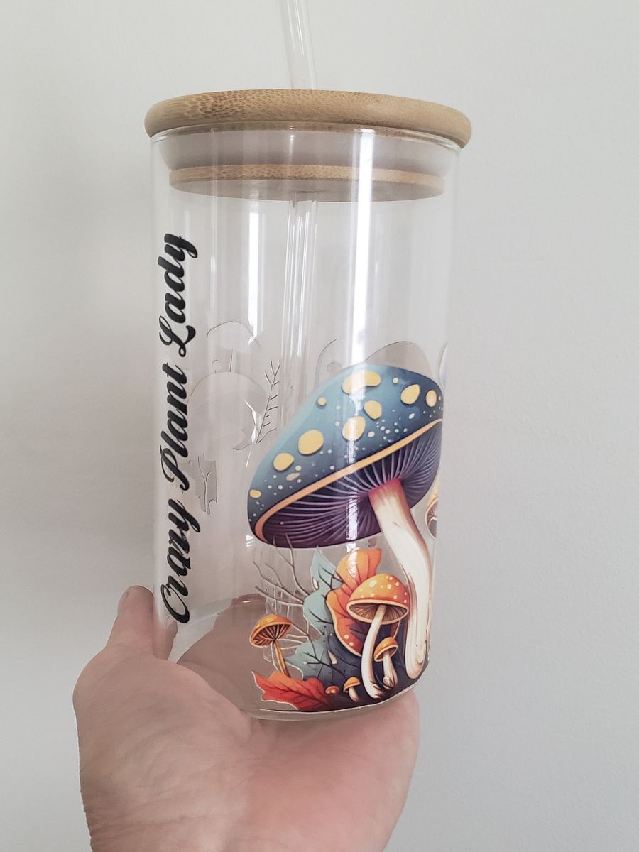 Mushroom Magic Glass Jar with Bamboo Lid and Glass Straw product image (2)