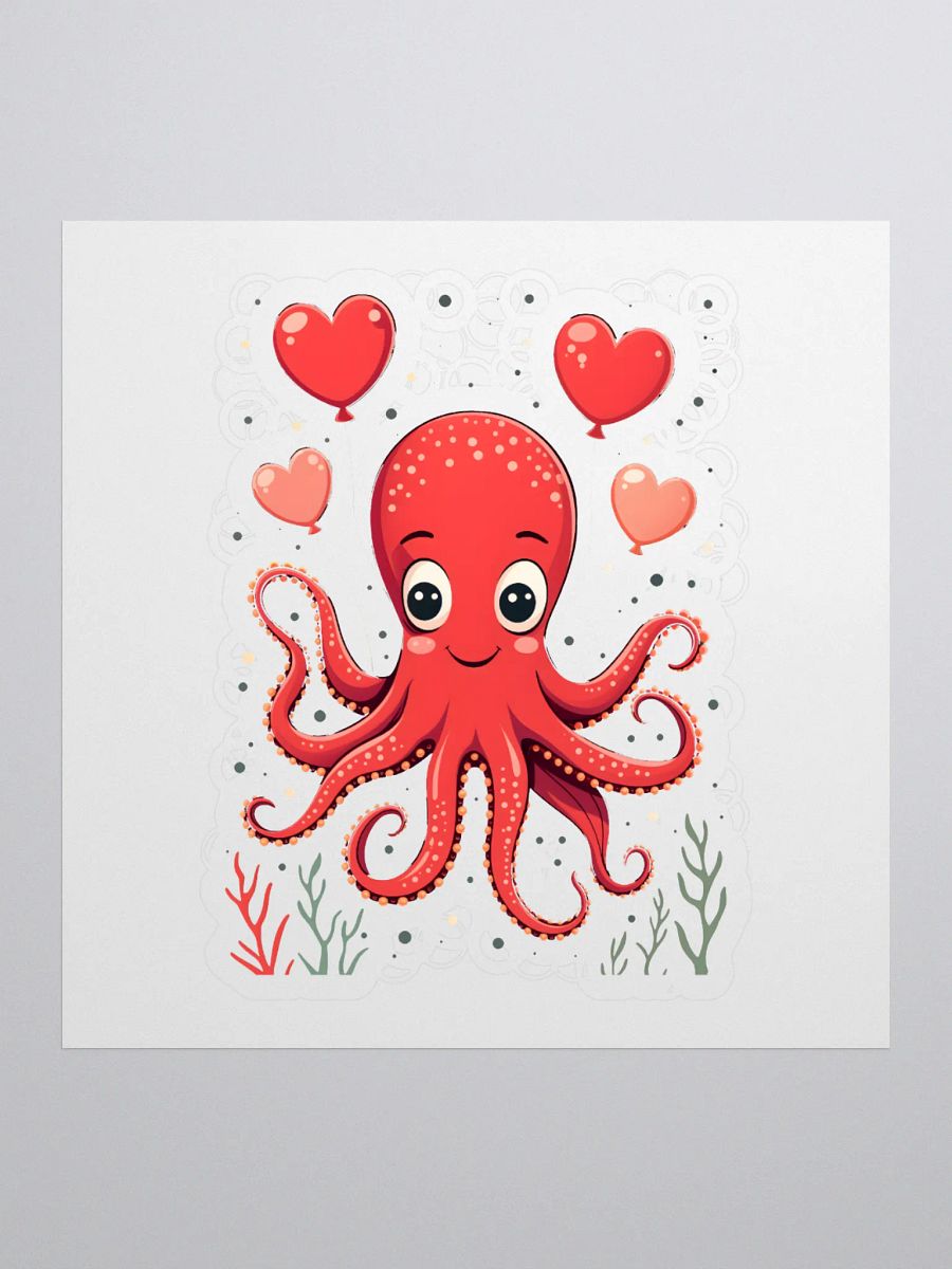 Cheerful Octopus-Hearts Balloons Stickers product image (1)