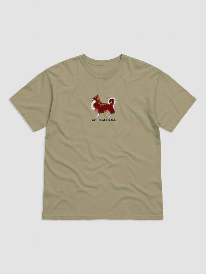 Chi Happens T-Shirt(Embroidered) of a Longhaired Chihuahua(Red Tricolor) product image (9)
