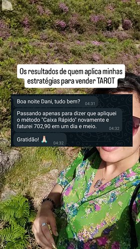 Este é apenas um dos resultados de quem aplica minhas estratégias do CAIXA RÁPIDO TAROT TERAPIA. 
Liberei uma oferta exclusiv...