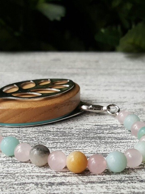 Positivity Bracelet | Rose Quartz & Amazonite | Handmade Accessory for Bellabeat Leaf Urban & Ivy product image (1)