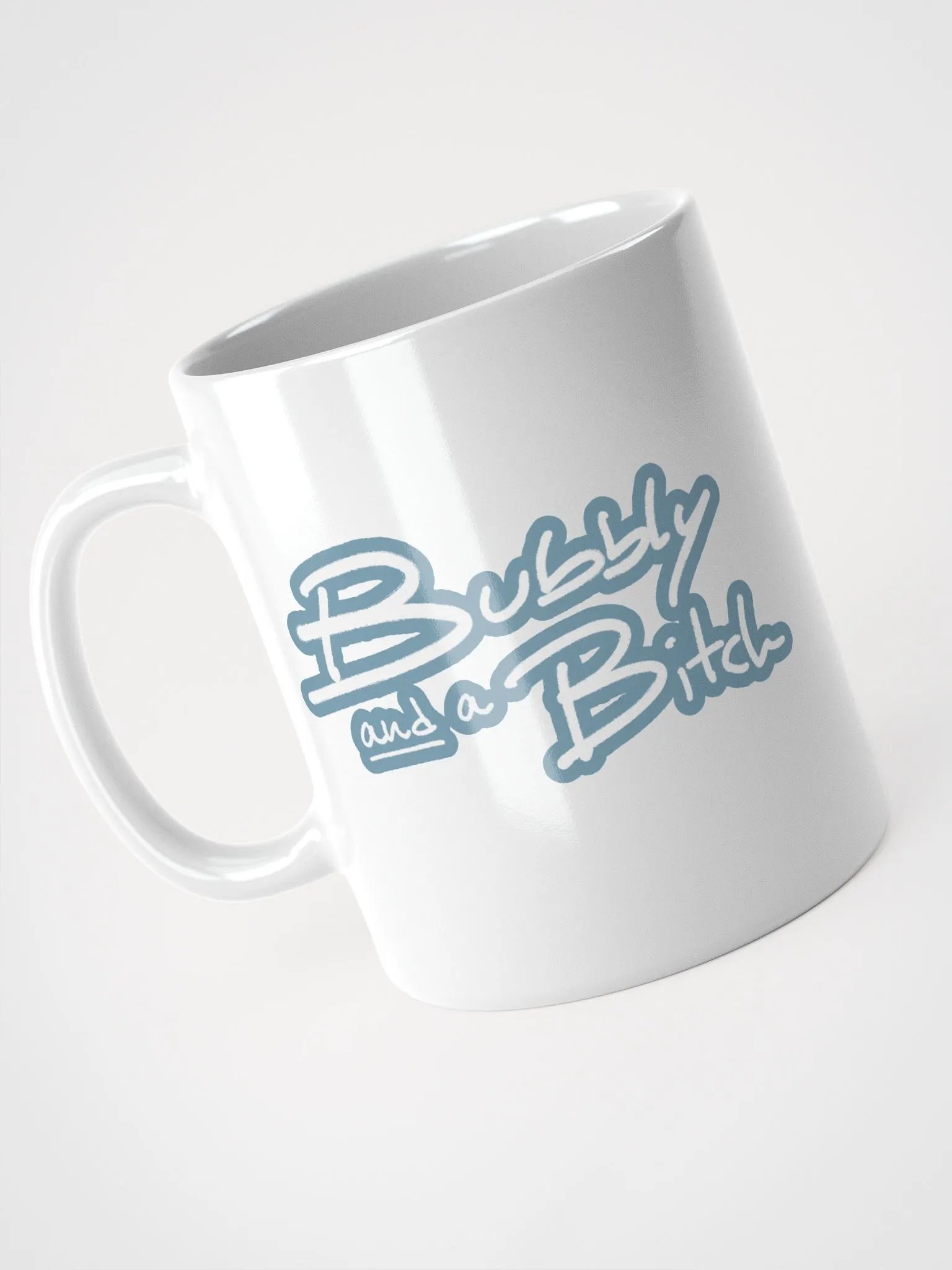 Bubbly and a B*tch (lined design, #709AAF) glossy white mug product image (6)