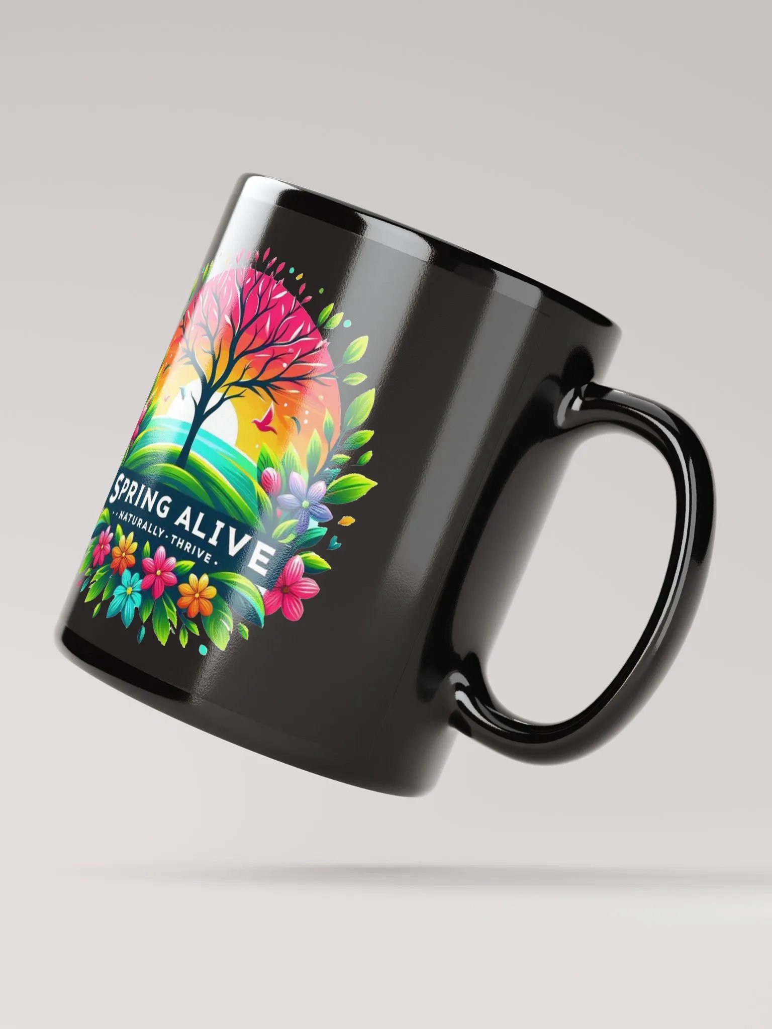 Spring Alive Black Glossy Mug product image (4)