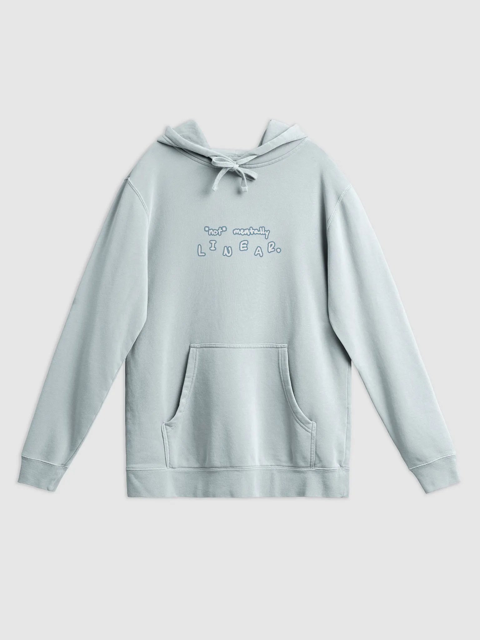 *not* mentally linear (lined design, #709AAF) printed pigment hoodie product image (21)