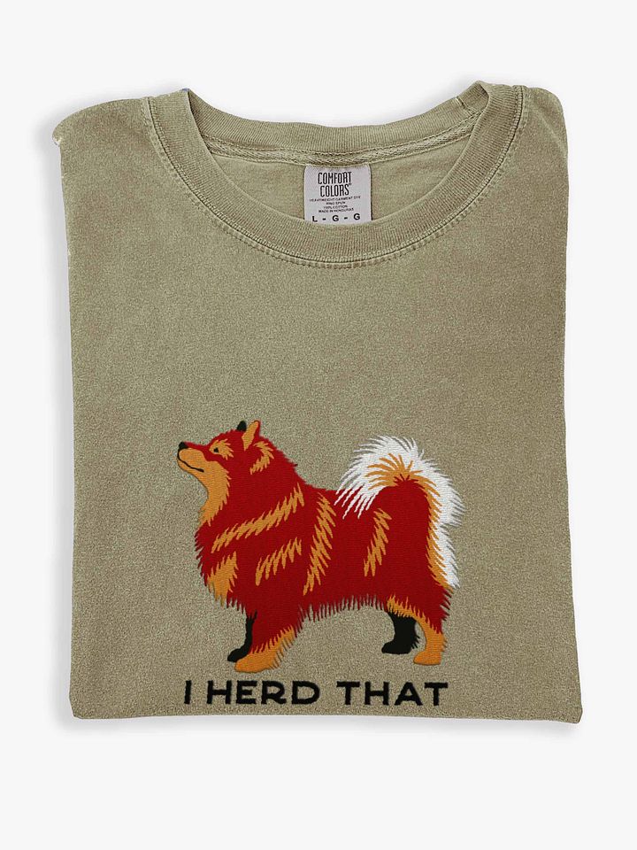 I Herd That T-Shirt(Embroidered) of a Finnish Lapphund(Red & Tan) product image (1)