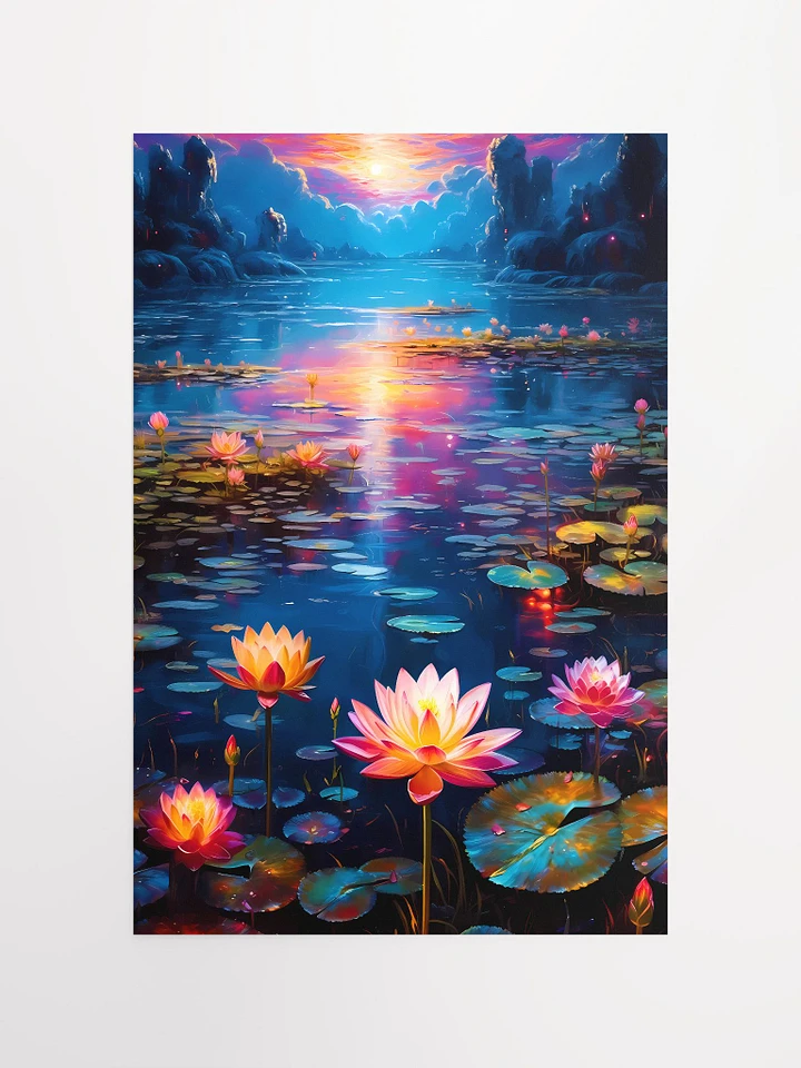 Twilight Serenity: Sunset Water Lilies Artwork Matte Poster product image (2)