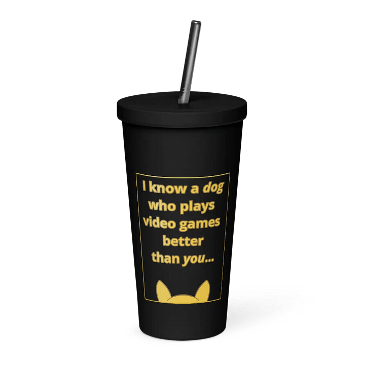 Doopsters - I know a Dog Gamer - 20 Ounce Insulated Tumbler with Straw product image (1)