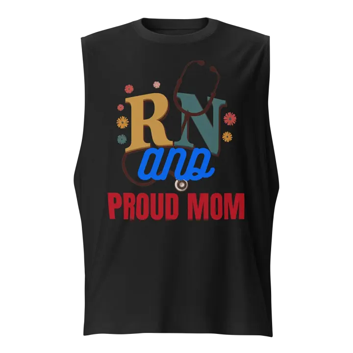 RN and PROUD MOM Floral Muscle Tank product image (1)