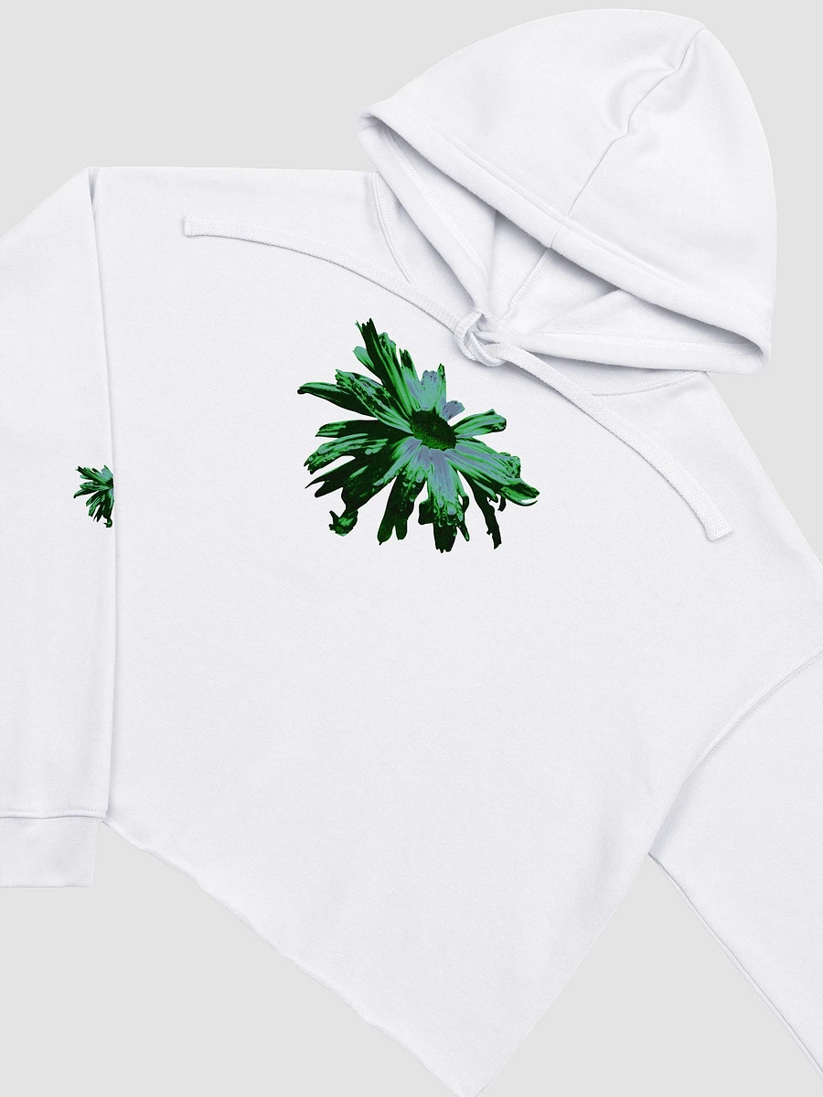 Abstract Green Floating Daisy Women's Cropped Fleece Pull Over Hoodie product image (8)