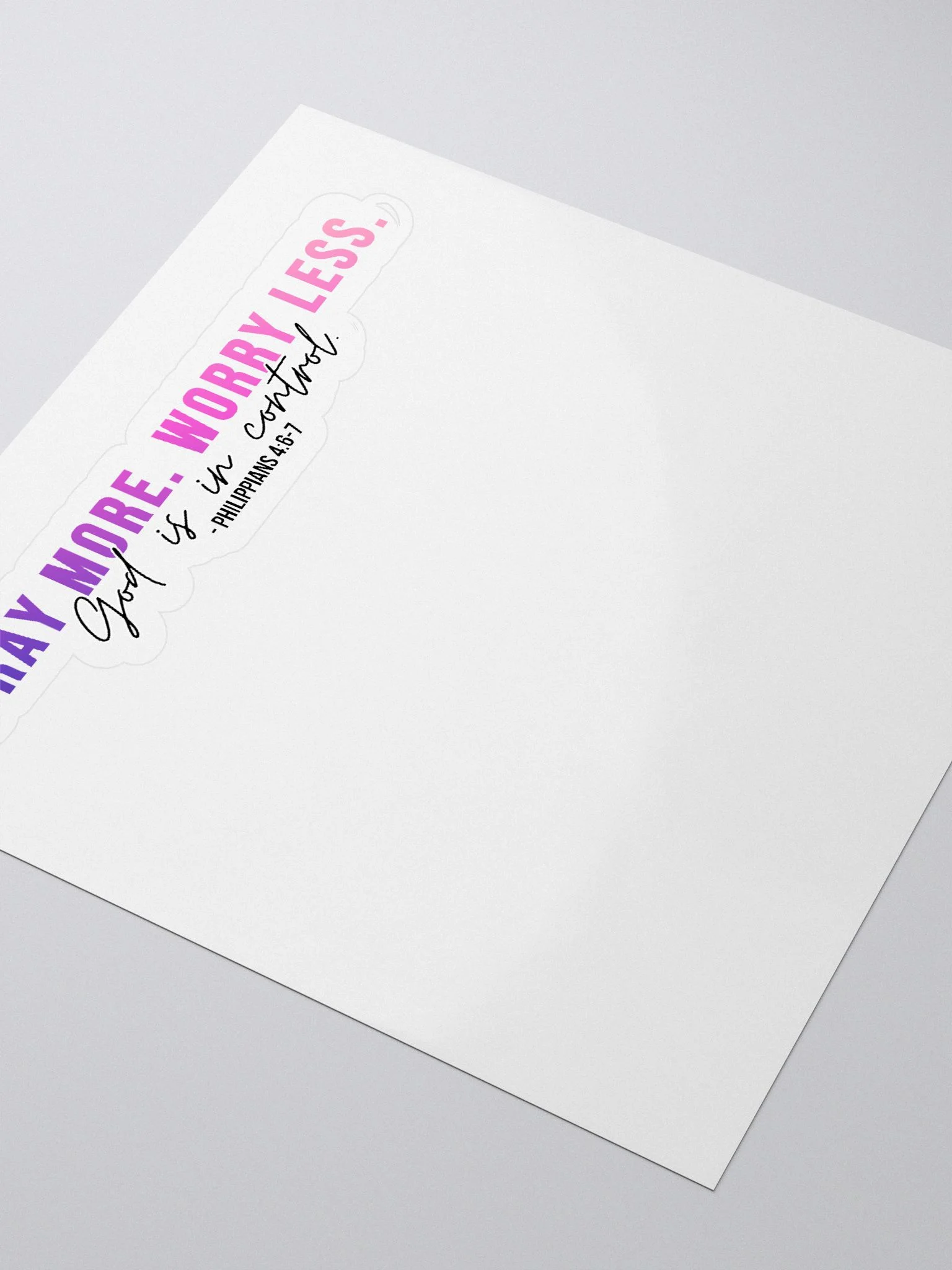 Pray More Worry Less 1.0 Sticker - Pink Gradient Text product image (3)