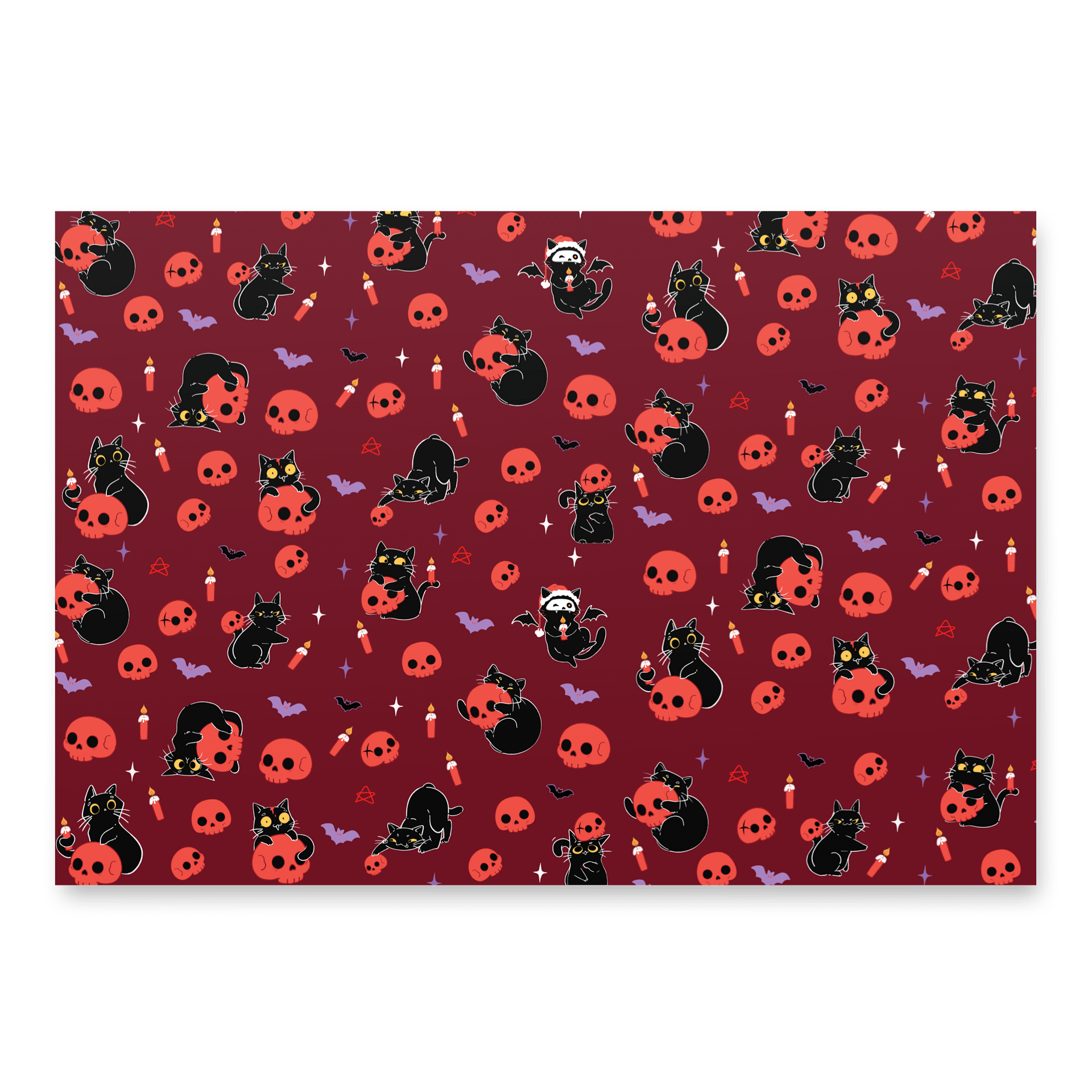 Gothic Christmas cat tree wrapping paper -red product image (3)