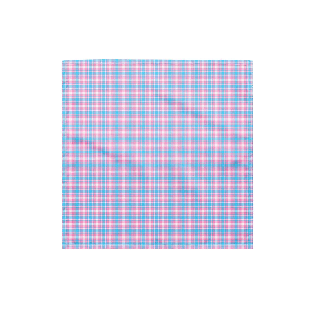 Baby Blue, Pink, and White Plaid Bandana product image (4)