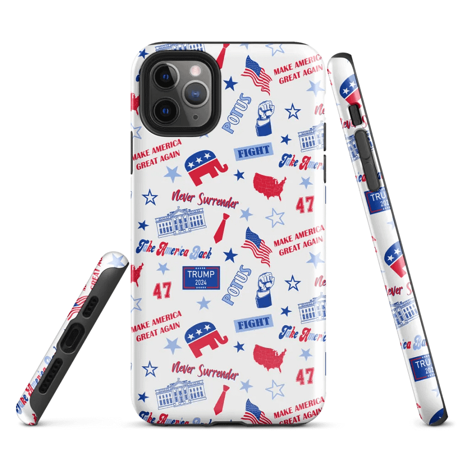 Trump 2024 Republican Patriot Make America Great Again White Pattern Phone Case for iPhone product image (1)