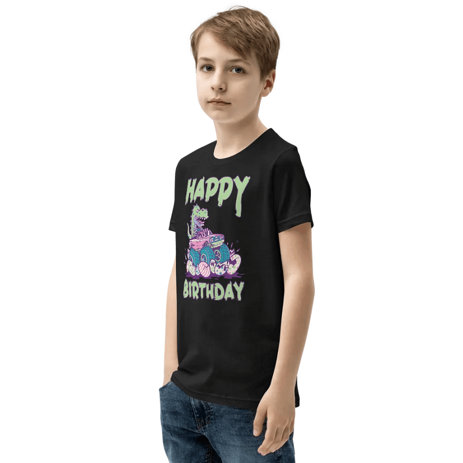 Happy Birthday (Dinosaur Monster Truck) T-Shirt For Kids product image (7)