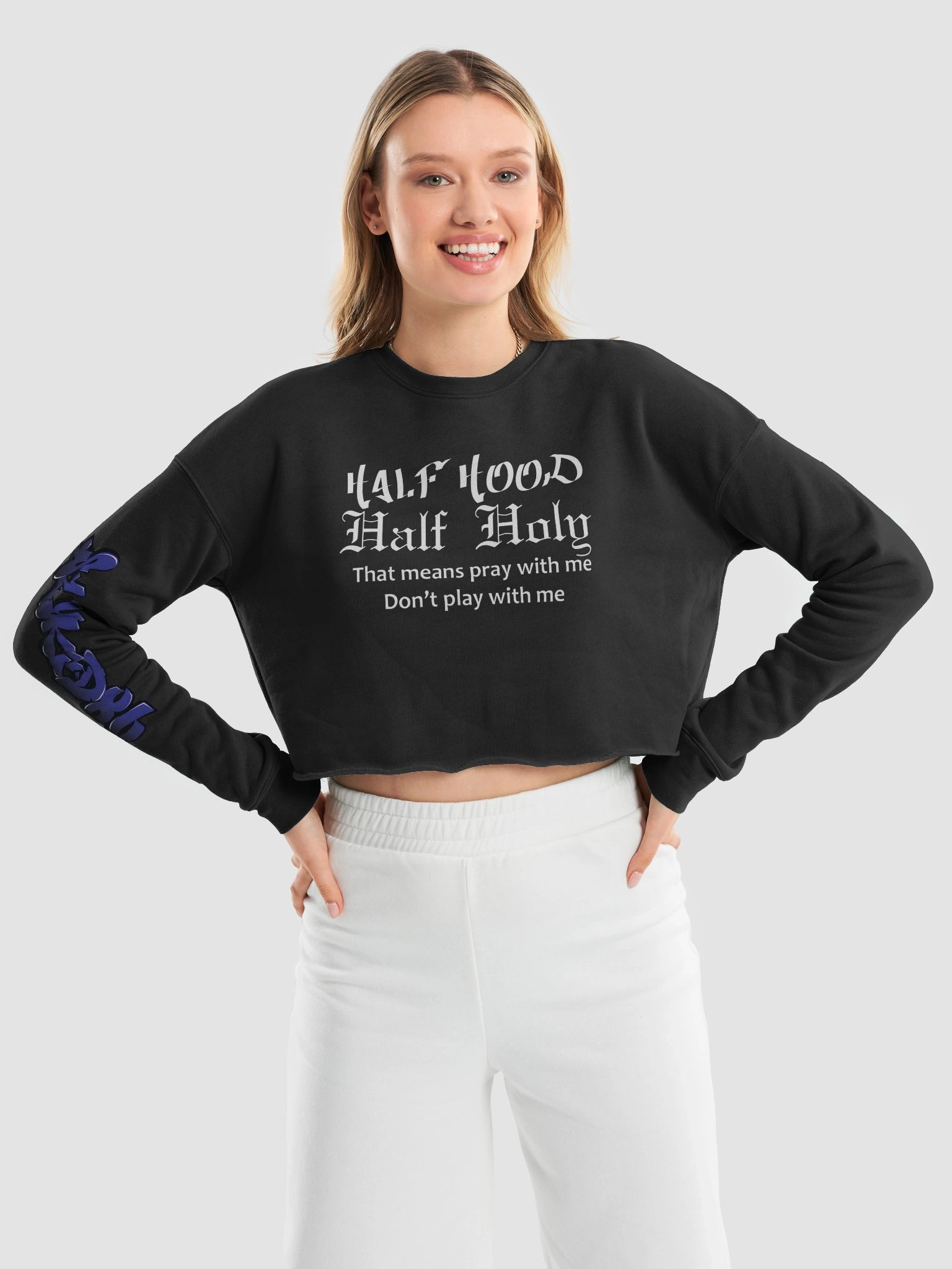 Half Hood Half Holy Fleece Crop Top product image (9)