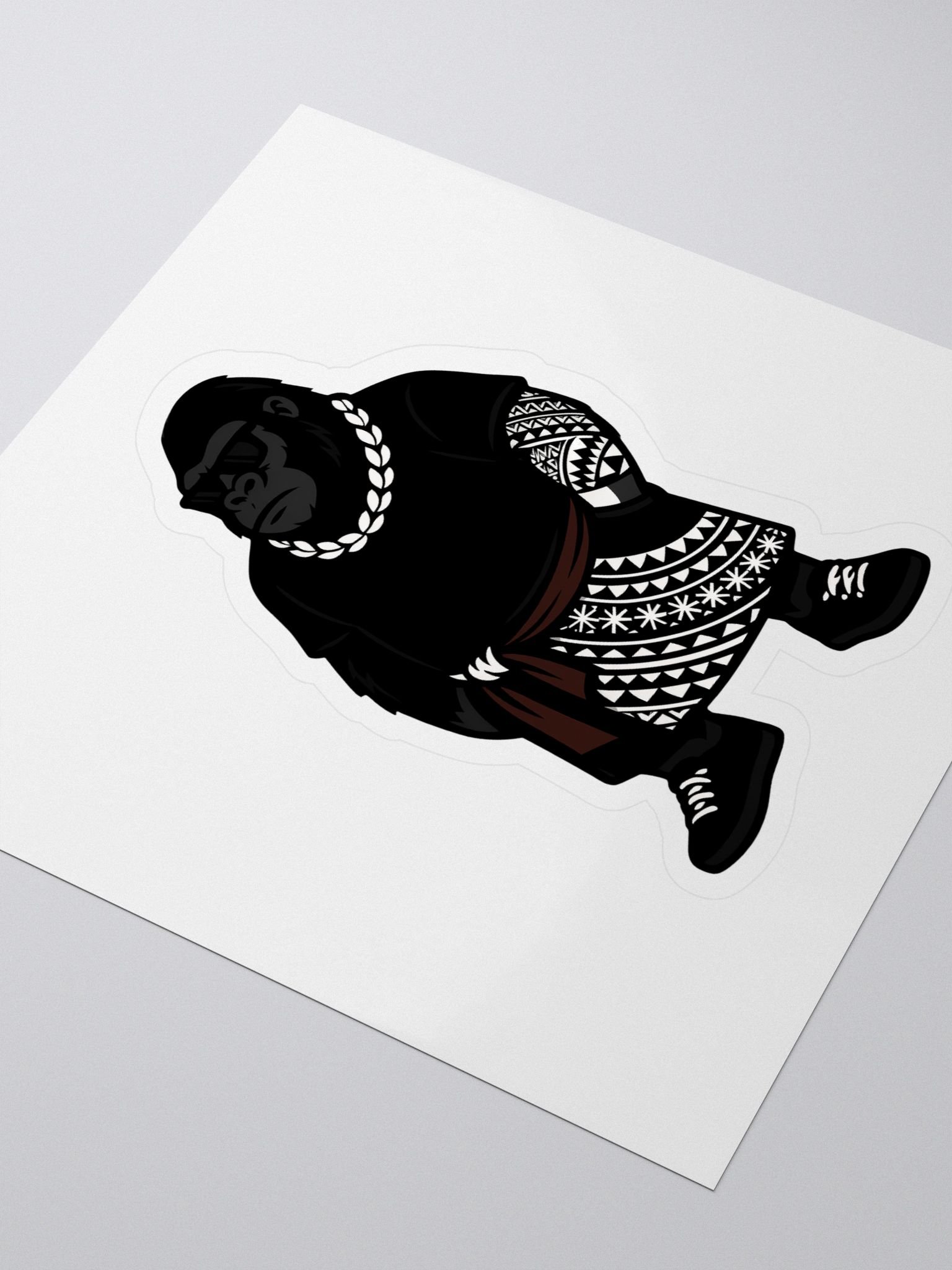 Samoan Gorilla Kiss-Cut Sticker – Tribal Lava Lava Urban Island Design | Polynesian Streetwear Vibes by ASP Apparel product image (3)