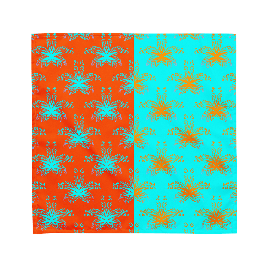 Orange Aqua Blue Cannabis Beach Bandana, 420 Summertime Stoner Fashion, Strange Reefer Weed Leaf Art, Mary Jane Ganja Leaves Print Accessory product image (1)