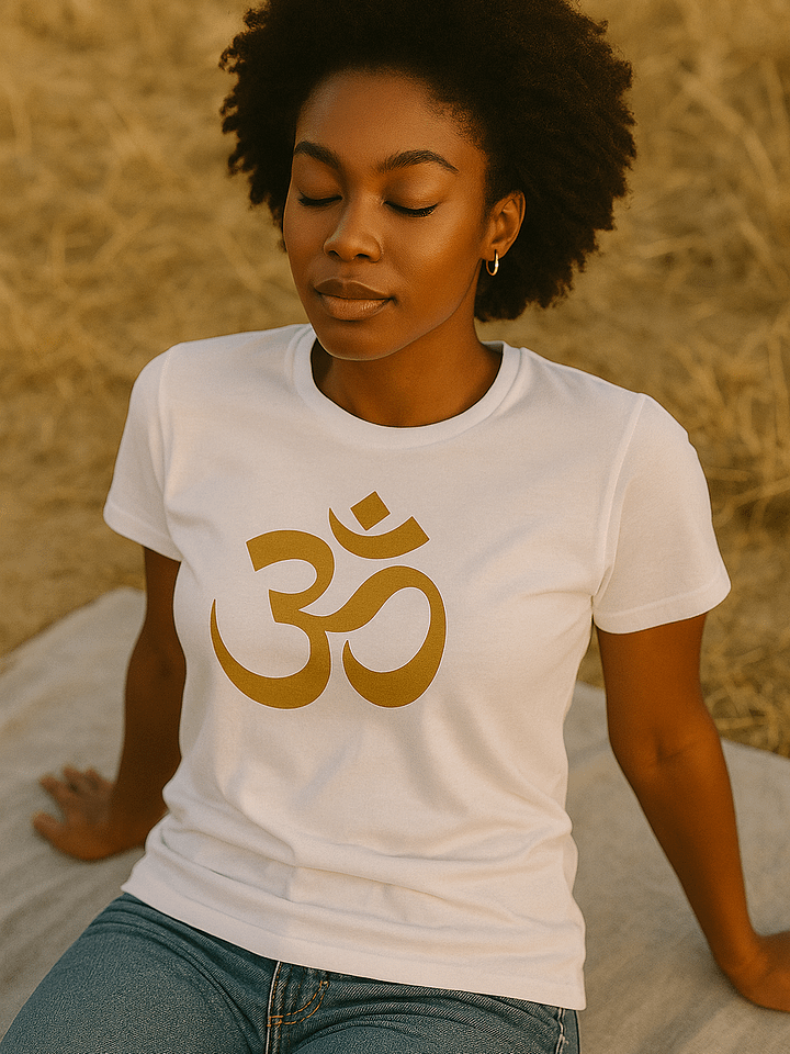 Om Symbol Tee – White | Spiritual Shirt for Meditation & Mindful Living product image (2)