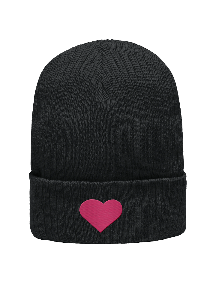 Silent Signal - Eco-Friendly Heart Ribbed Beanie product image (1)