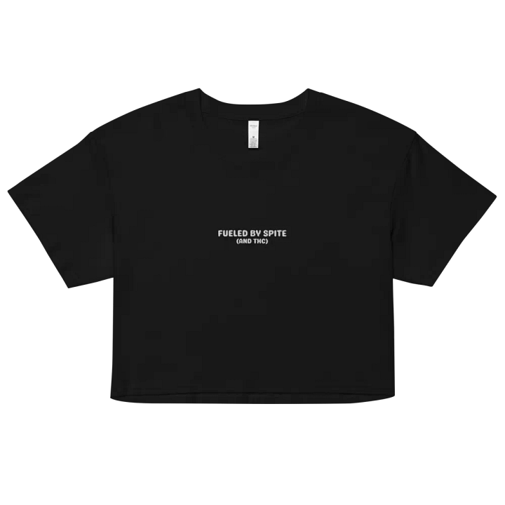 FUELED BY SPITE (white thread) embroidered cotton crop top product image (1)