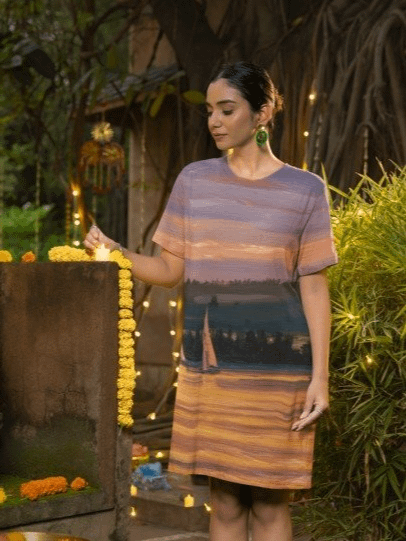 Sunset Lake Sailing, T-shirt Dress product image (1)