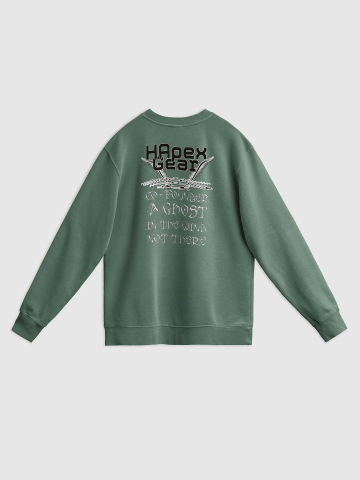 Unisex Midweight Pigment Dyed Sweatshirt - Co Founder A Ghost - Black HApex Gear White Logo product image (1)