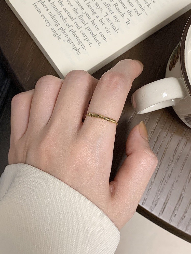 Dainty Beaded Stack Ring | 18K Gold Plated product image (4)