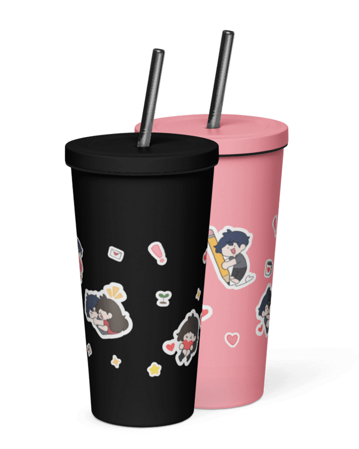 Sticker Design Insulated Tumbler with a Straw product image (1)