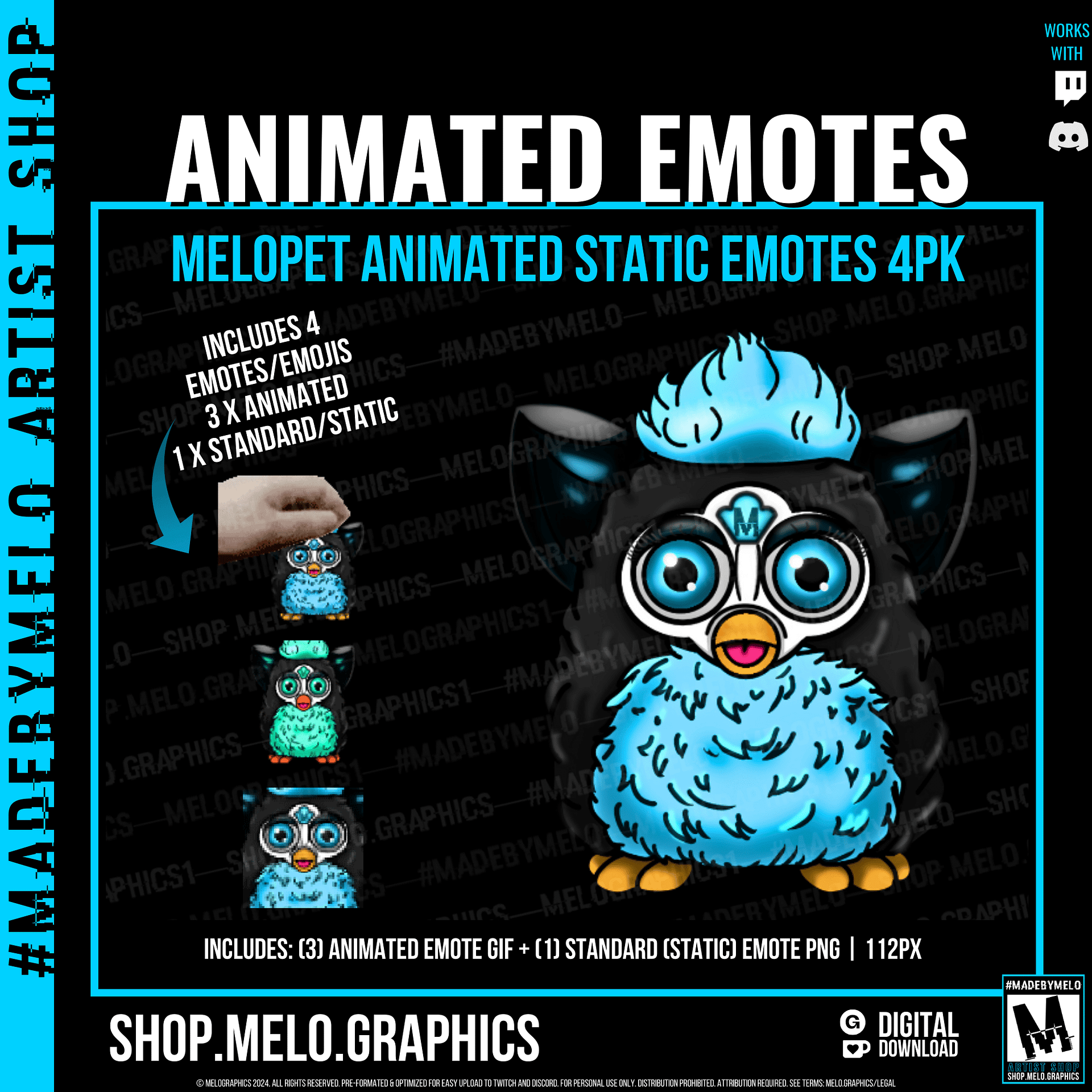 MELOpet- Animated & Standard Emotes 4pk | #MadeByMELO product image (2)