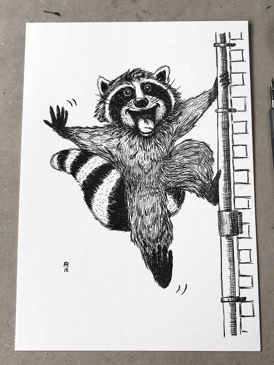 original painting : trash panda product image (1)
