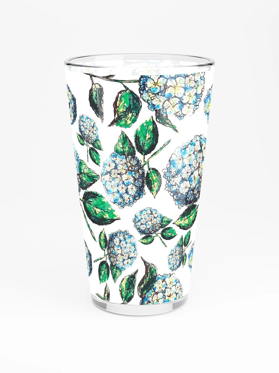 Blue Hydrangea Blooms | Coastal Garden Elegance | Shaker Pint Glass by Monique Faella Designs™ Sip in Blooming Blue 💙🌿🍹 product image (3)