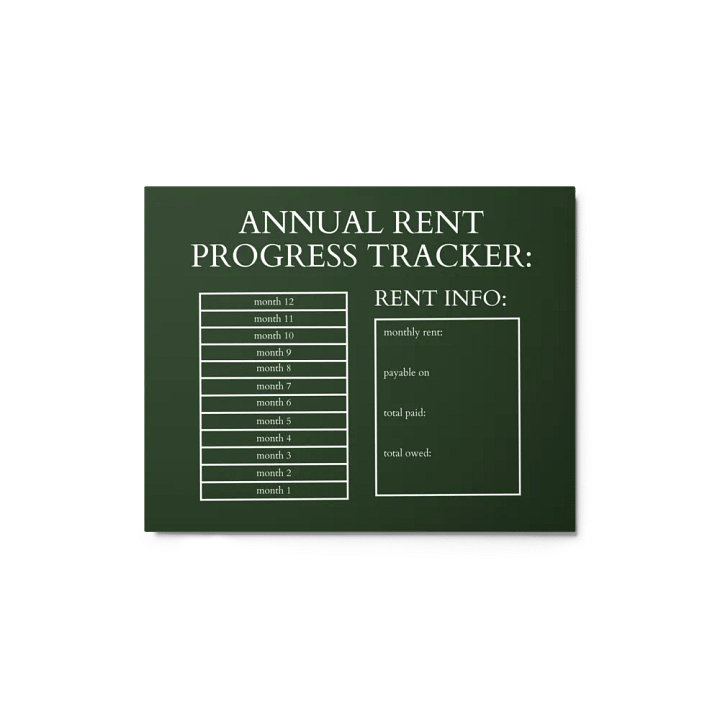 HIGHFALUTIN ANNUAL RENT TRACKER (white design 4) product image (1)