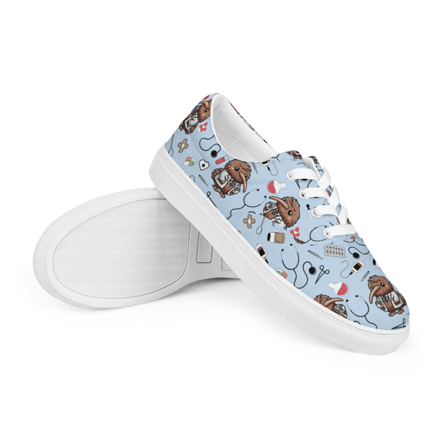 Cute Medical Kiwi Lace-up Canvas Shoes (Blue) product image (7)