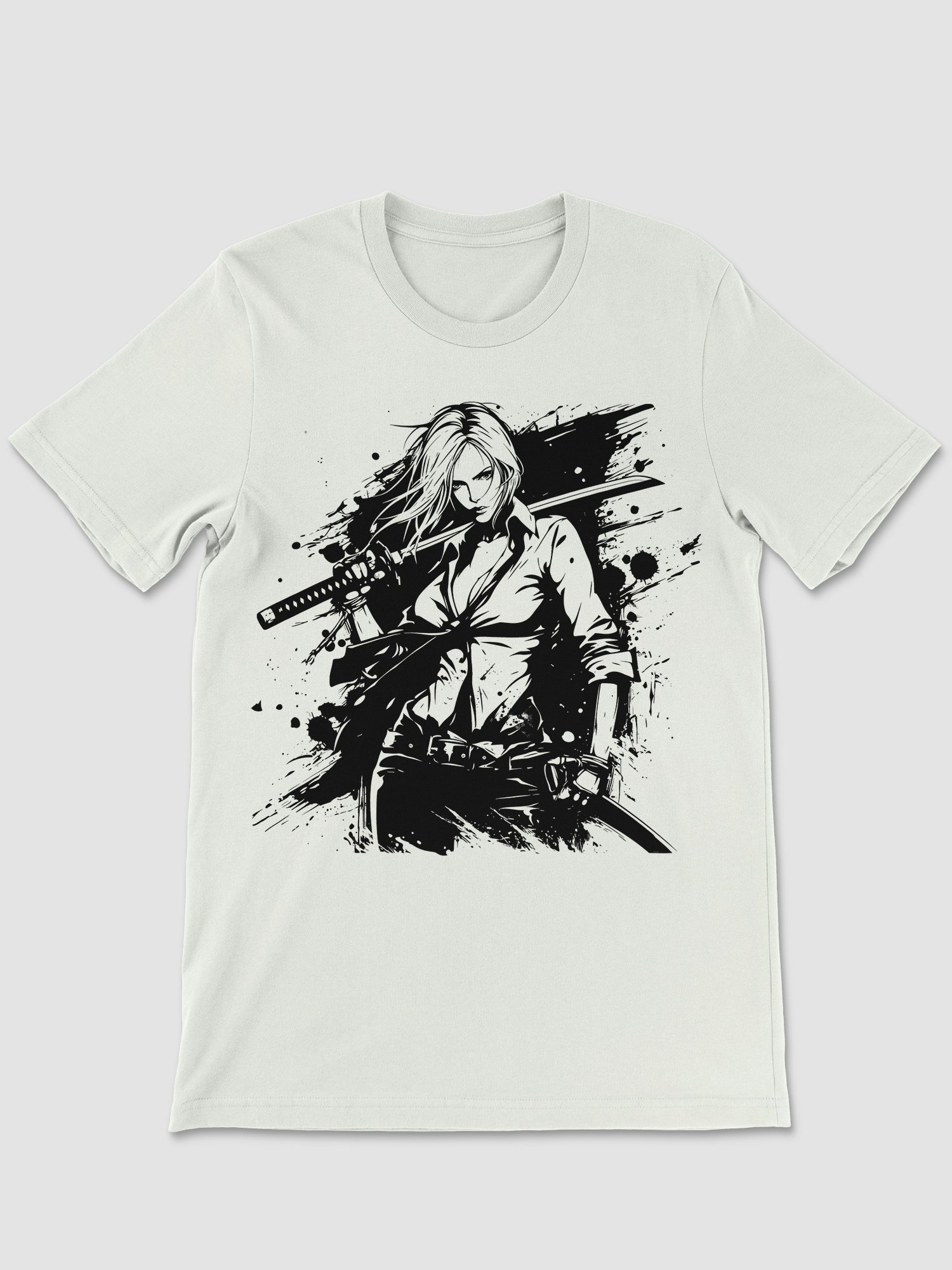 🏷️ Katana Girl – Ink Style Femme Fatale Warrior Tee product image (1)