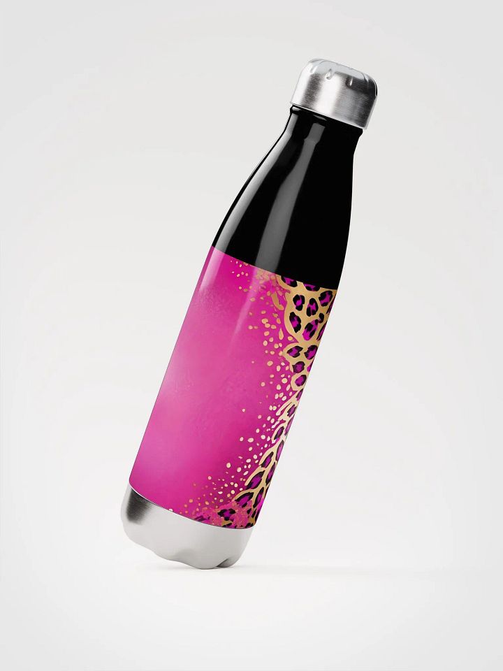 Pink and Gold Leopard Print Water Bottle product image (4)