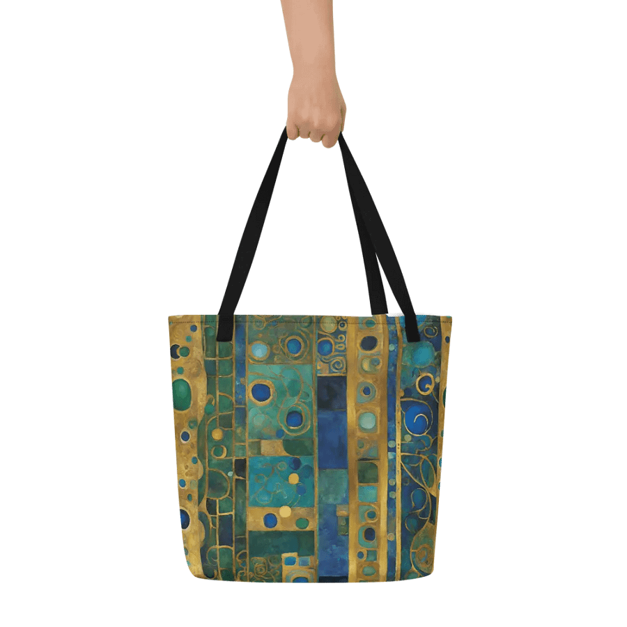 Big tote bag with pocket Klimt insired design product image (7)