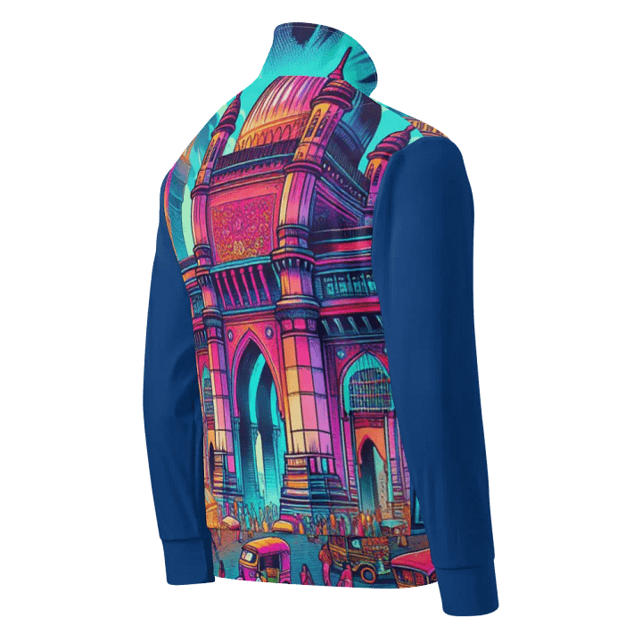 Neon Cityscape Unisex Track Jacket | AI Design product image (2)