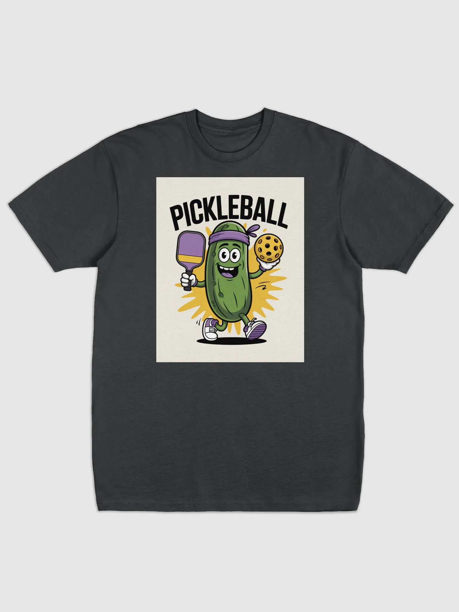 "Pickleball Power" Cartoon Pickle Tee – Maroon Smash Edition product image (16)