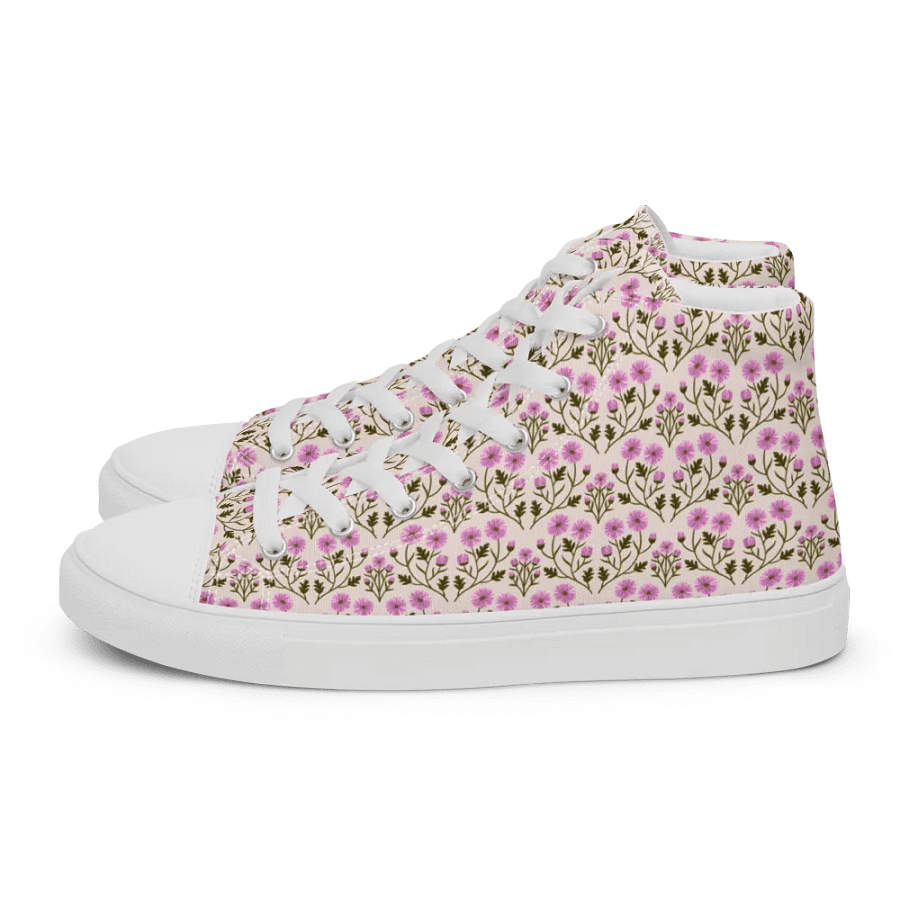 Harmony of Mums - Pink and Green - Women High Top Canvas Shoes product image (2)