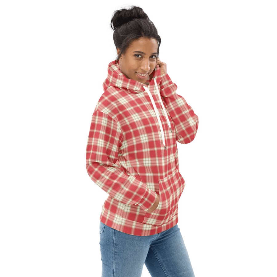 Coral Pink Plaid Hoodie product image (1)