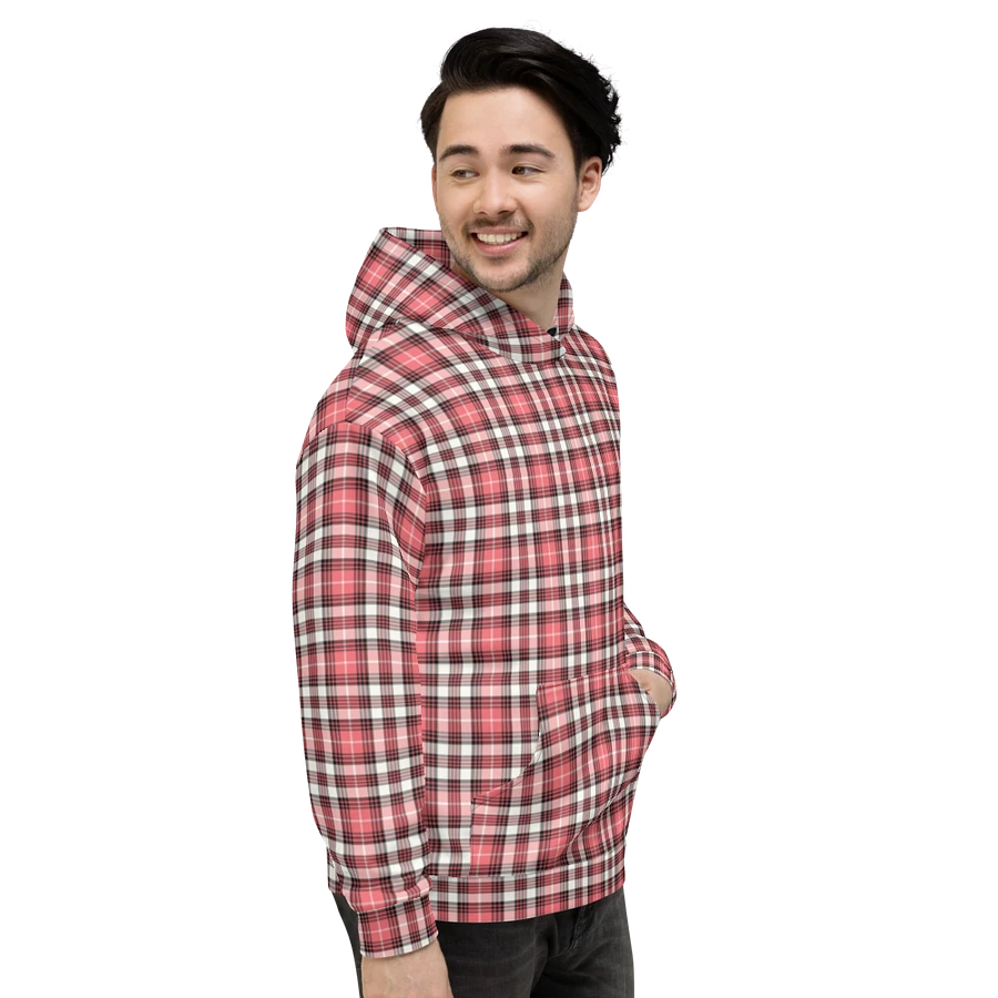 Coral Pink, Black, and White Plaid Hoodie product image (5)