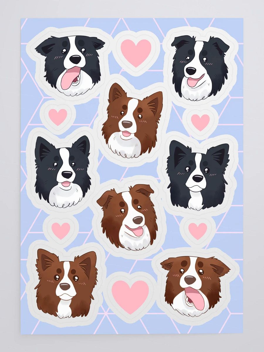 Cute Border Collie Dog Faces Sticker Sheet product image (4)