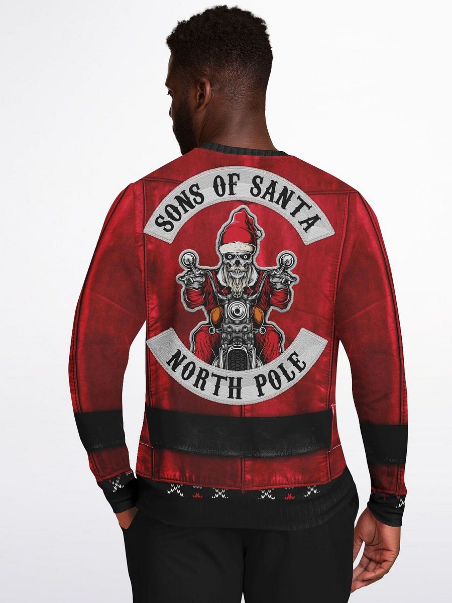 North Pole Rider Christmas Biker Jacket Sweater - Ugly Christmas Sweater with Rebellious Holiday Spirit product image (6)