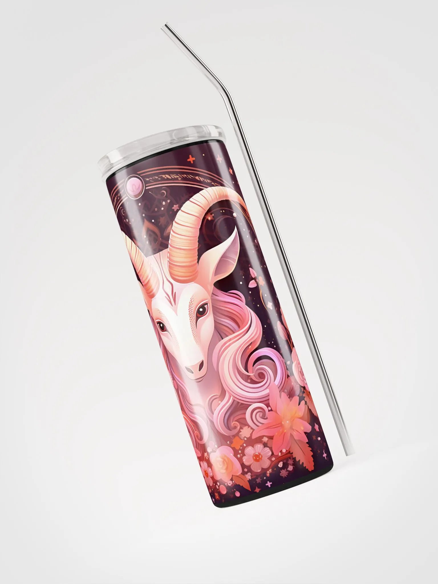 Magical Capricorn Unicorn Stainless Steel Tumbler: Embrace Zodiac Bliss in Pink product image (3)
