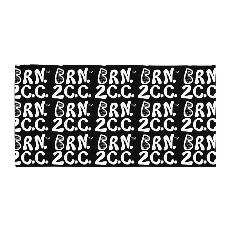 BRN.2C.C.™ | Coastal Classic Beach Towel | All-Over Logo Print | Vibrant Colors for Salty Souls | White Logo on Black product image (1)