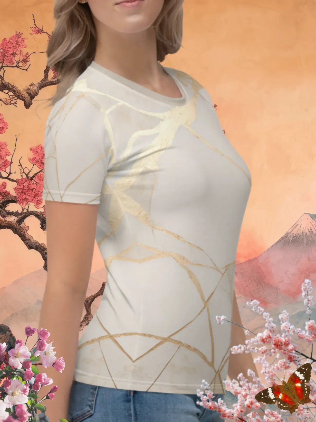 Pearl & Gold Kintsugi Print T-Shirt product image (3)