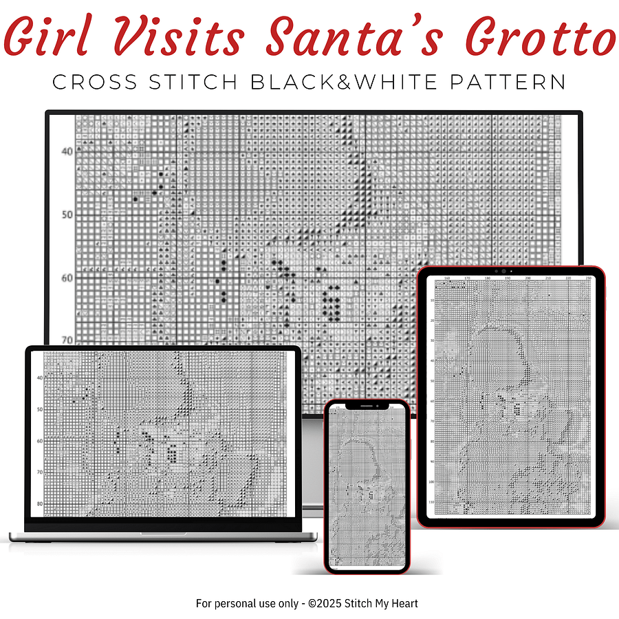 Girl Visits Santa's Grotto Cross Stitch Pattern product image (4)