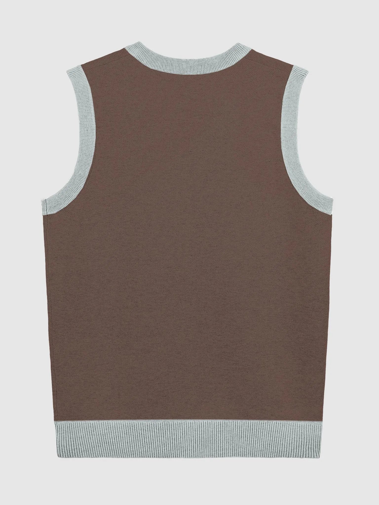 PLEASE DON'T MAKE ME TALK (light blue and brown) knitwear vest product image (8)